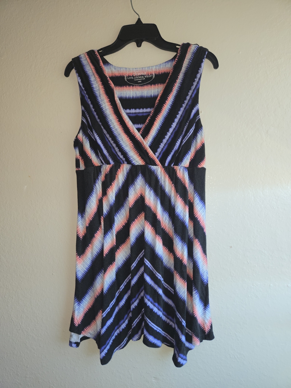 Soma Live Lounge Wear V-Neck Printed Sleeveless Dress Size Large L Chevron
